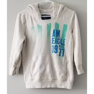 American Eagle Cream 3/4 Sleeve Hoodie